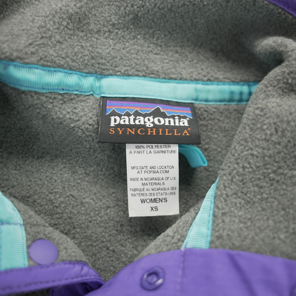 Patagonia‎ Synchilla Snap-T Fleece Pullover Womens XS Gray Purple Trim 25485 - Picture 6 of 9